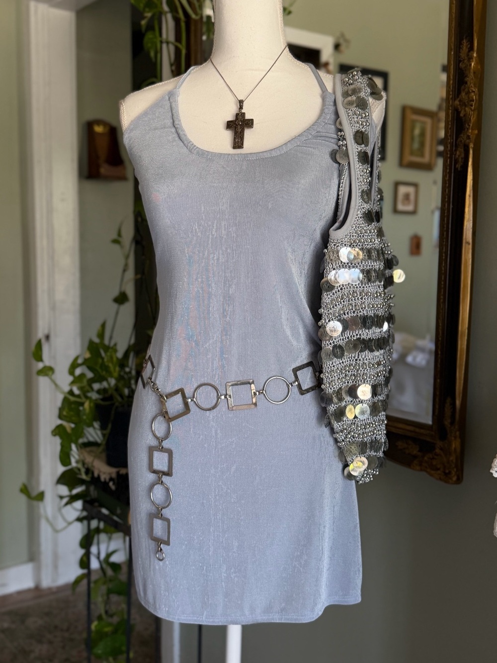 RSQ Light Blue mini dress with halter tie